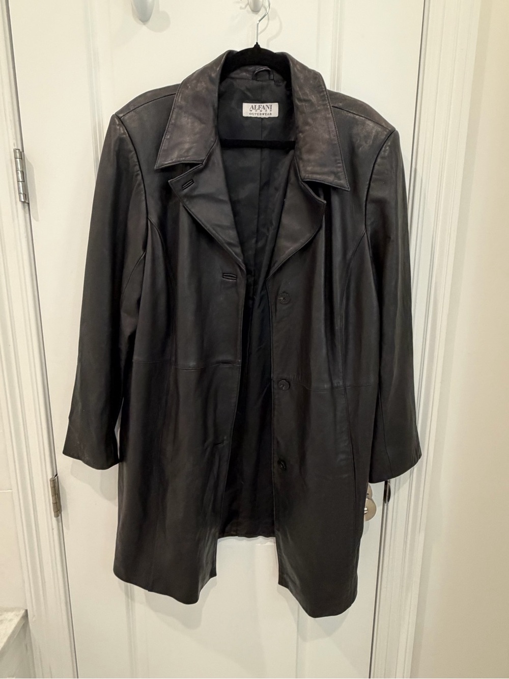 Alfani Women's Black Leather Button-Front Jacket